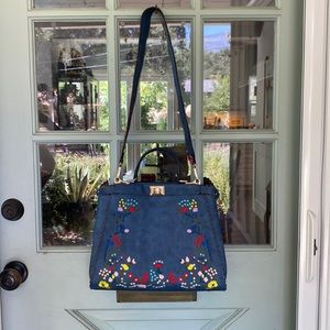 Vegan Hand Bag with Floral Embroidery.